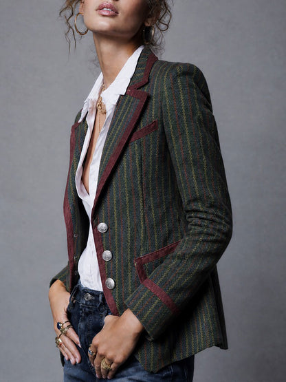 Blazer retro a righe verde – dettaglio