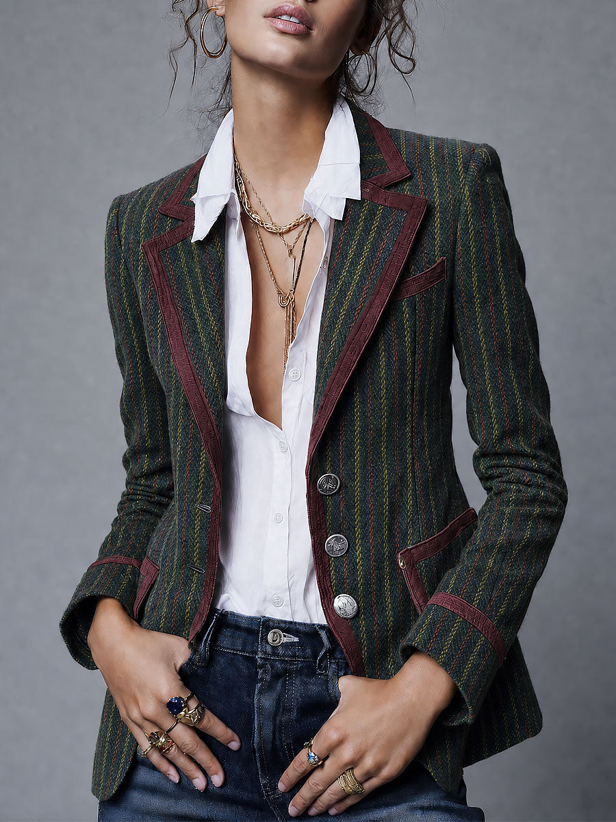 Blazer retro a righe verde – vista frontale