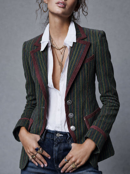 Blazer retro a righe verde – vista frontale