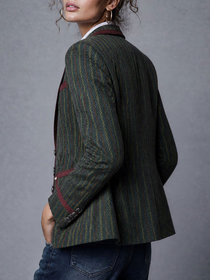 Blazer retro a righe verde – vista laterale