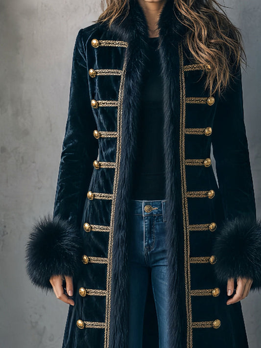 Cappotto lungo in velluto nero – vista laterale