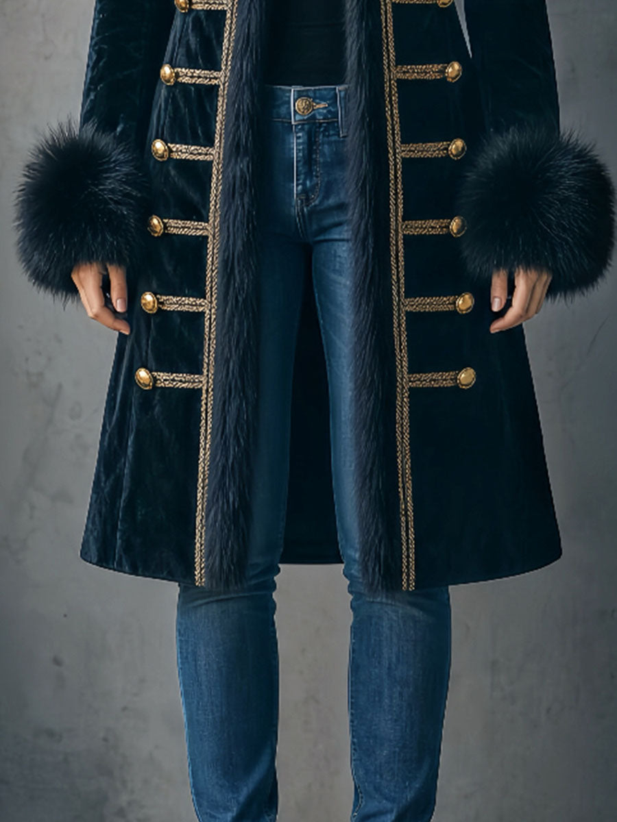 Cappotto lungo in velluto nero – dettaglio