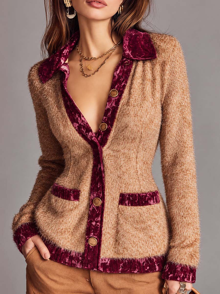 Cardigan vintage color cammello – vista frontale