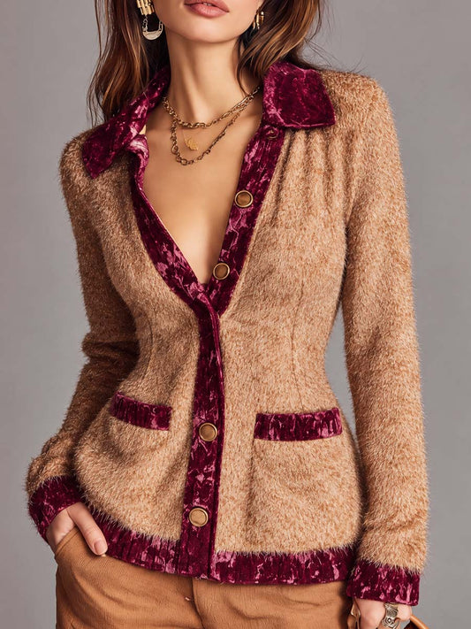 Cardigan vintage color cammello – vista frontale