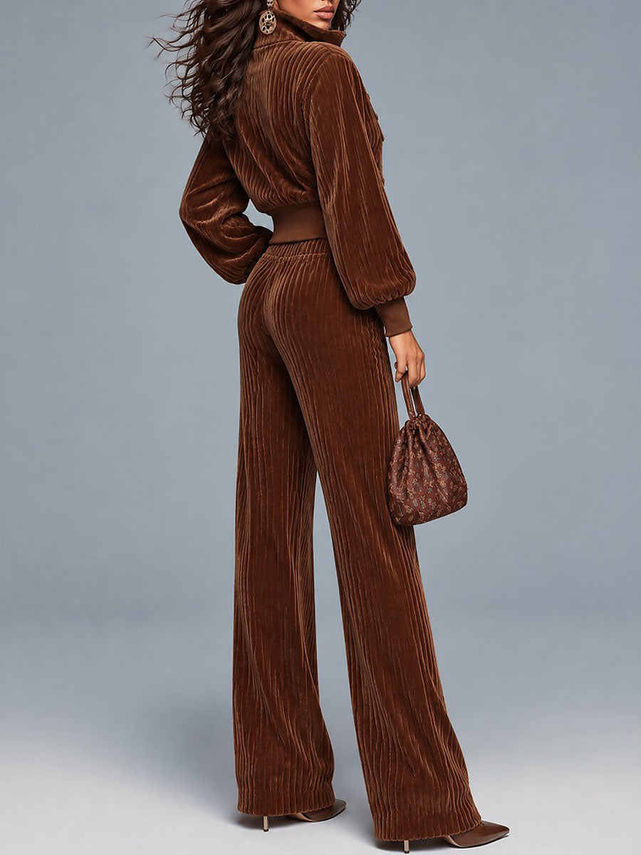 Completo boho in velluto a coste marrone – dettaglio