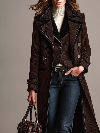 Cappotto a coste in ciniglia marrone – vista laterale
