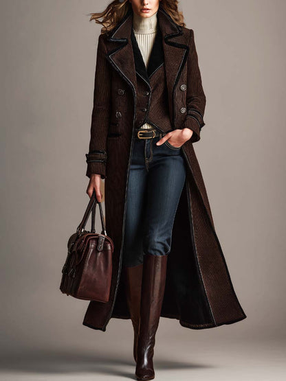 Cappotto a coste in ciniglia marrone – vista frontale