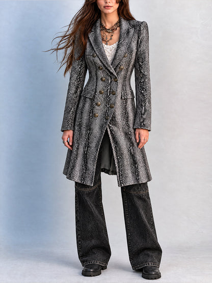 Trench lungo nero con cintura – vista frontale