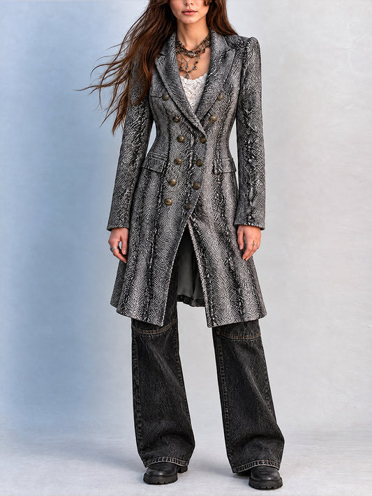 Trench lungo nero con cintura – vista frontale