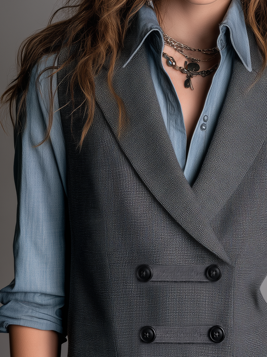 Gilet doppiopetto grigio antracite – vista laterale