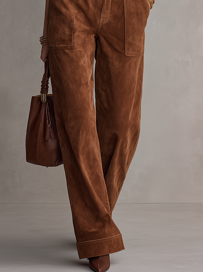 Tuta intera in suede cognac – dettaglio