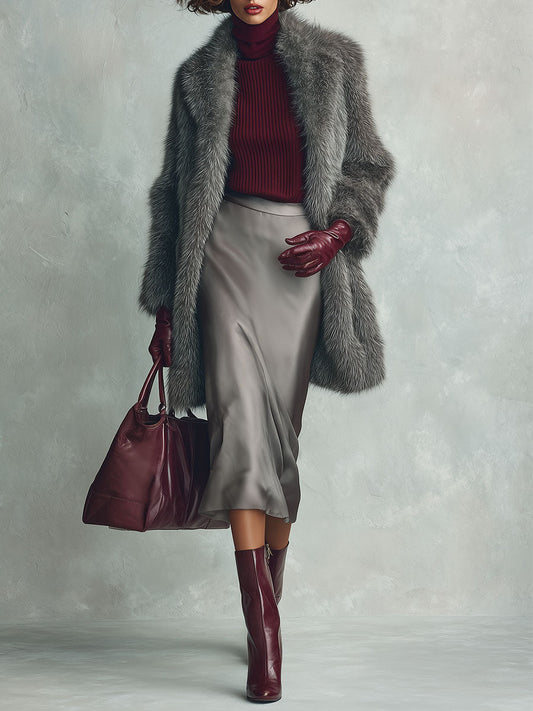 Cappotto grigio effetto visone – vista frontale
