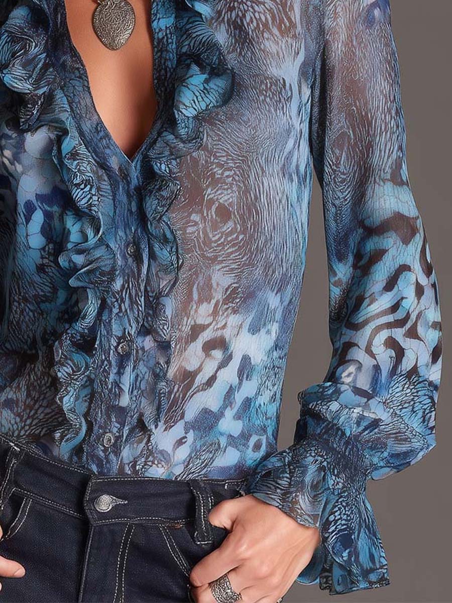Camicetta in chiffon con volant – dettaglio