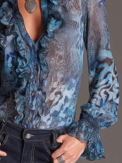 Camicetta in chiffon con volant – dettaglio