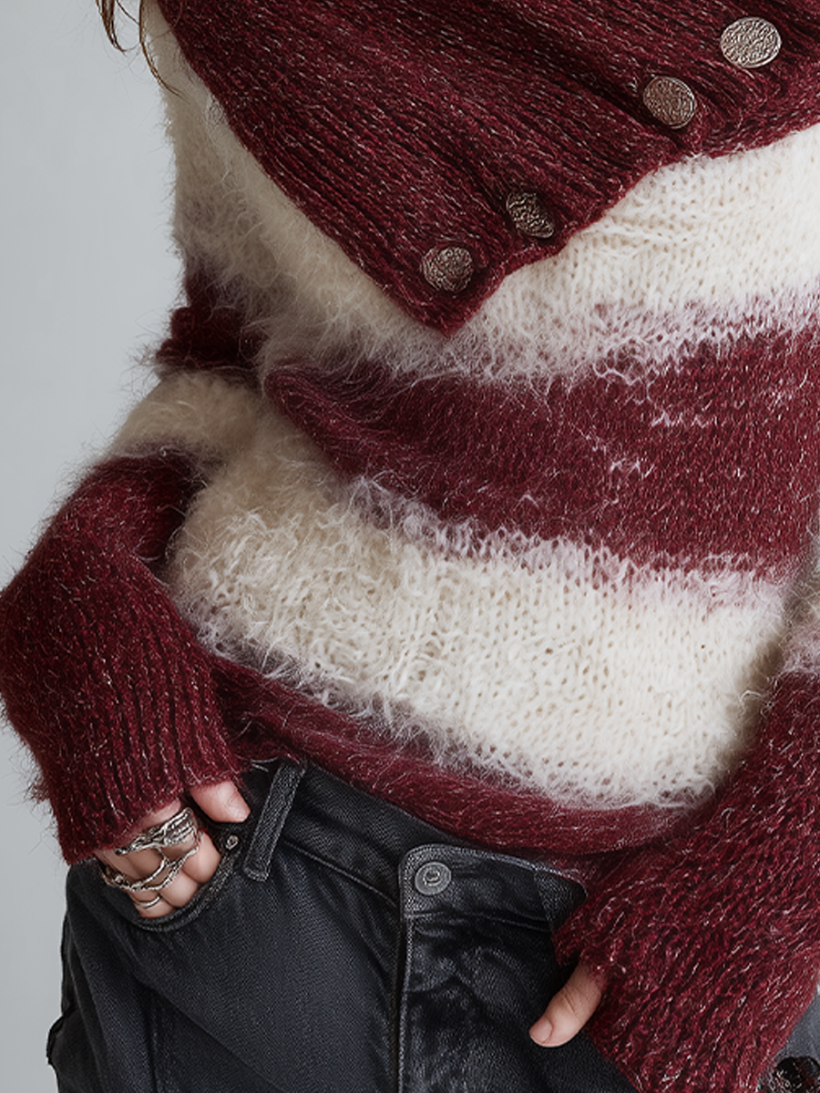 Maglione in maglia bordeaux – vista laterale