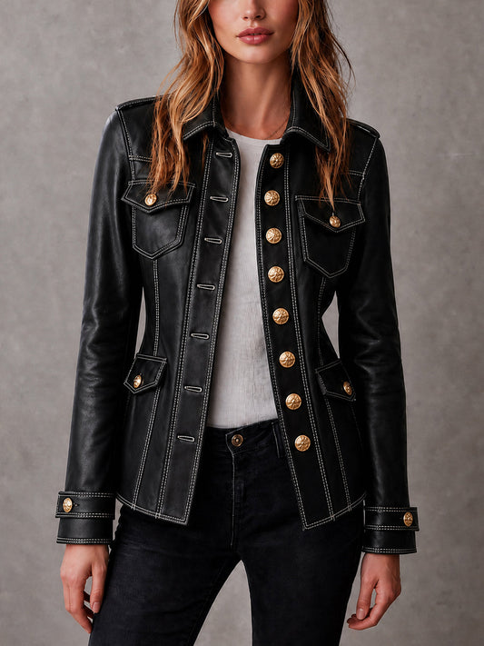 Giacca nera in stile militare – vista frontale