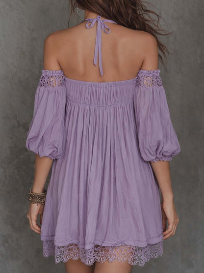 Vestito mini lavanda ricamato – vista posteriore