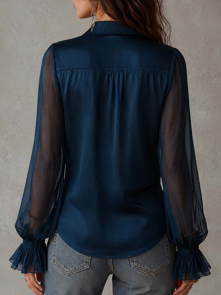 Camicia in Tencel con volant – vista 4