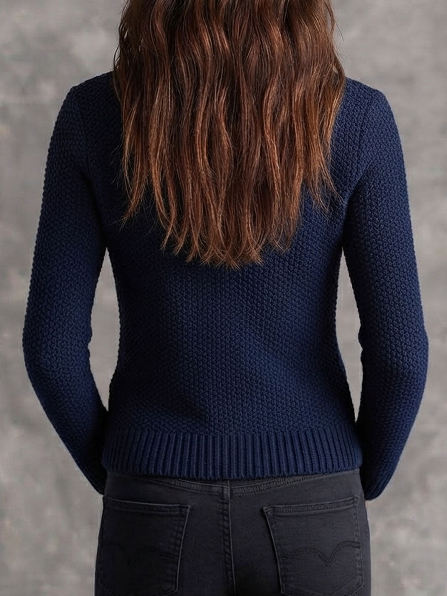 Giacca biker in maglia blu navy – dettaglio 8