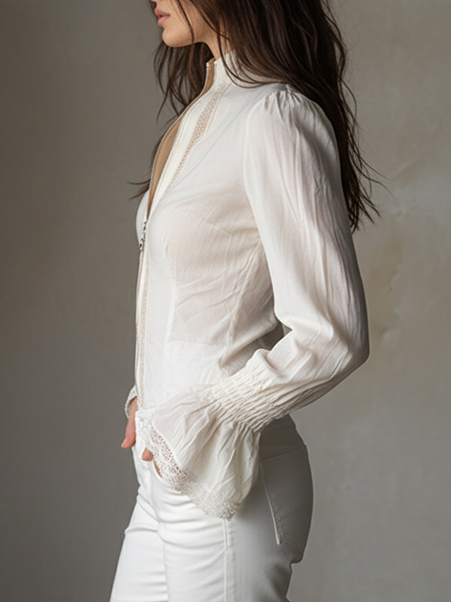 Camicetta bianca boho con pizzo – dettaglio 2