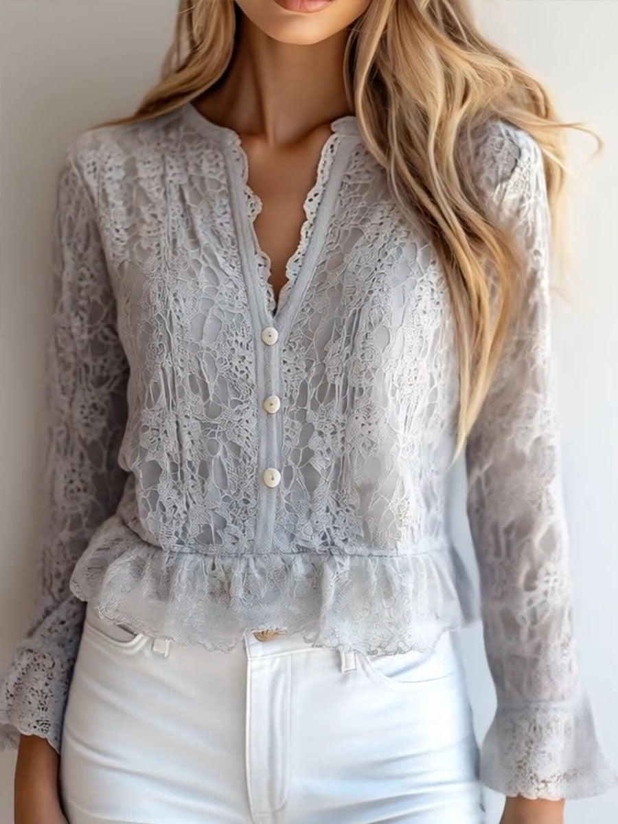 Camicia in pizzo grigio chiaro – dettaglio 5