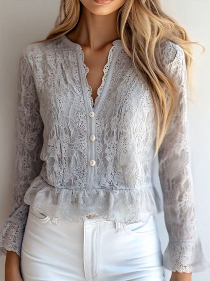 Camicia in pizzo grigio chiaro – dettaglio 5