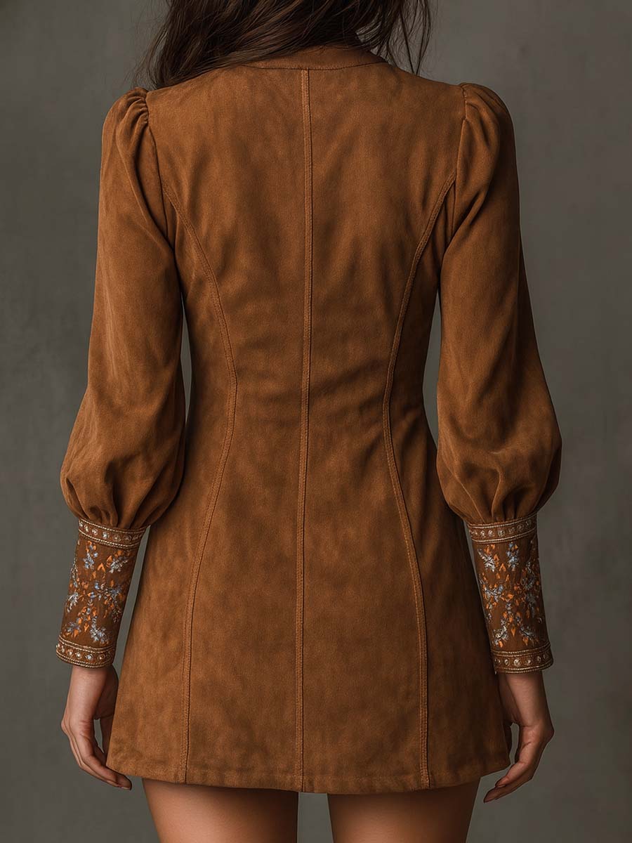Vestito mini in camoscio caramello – vista d'insieme