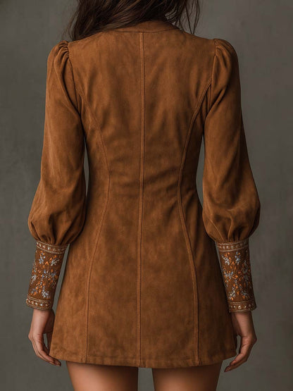 Vestito mini in camoscio caramello – vista d'insieme