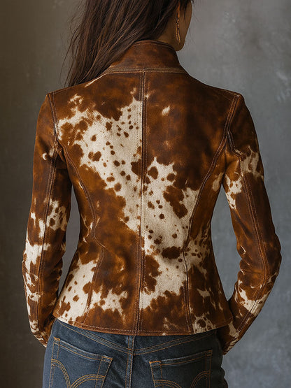 Giacca in camoscio animalier marrone – dettaglio