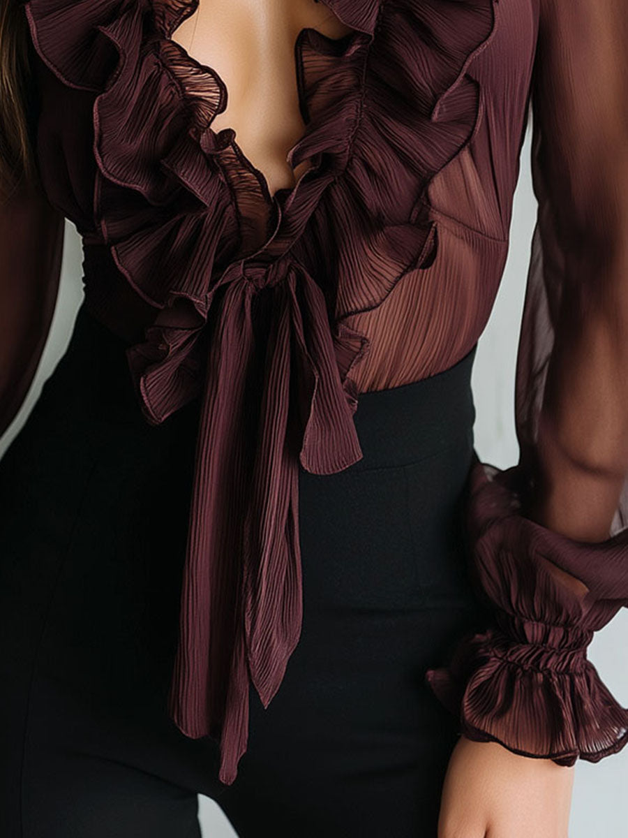 Camicetta in chiffon prugna – vista d'insieme