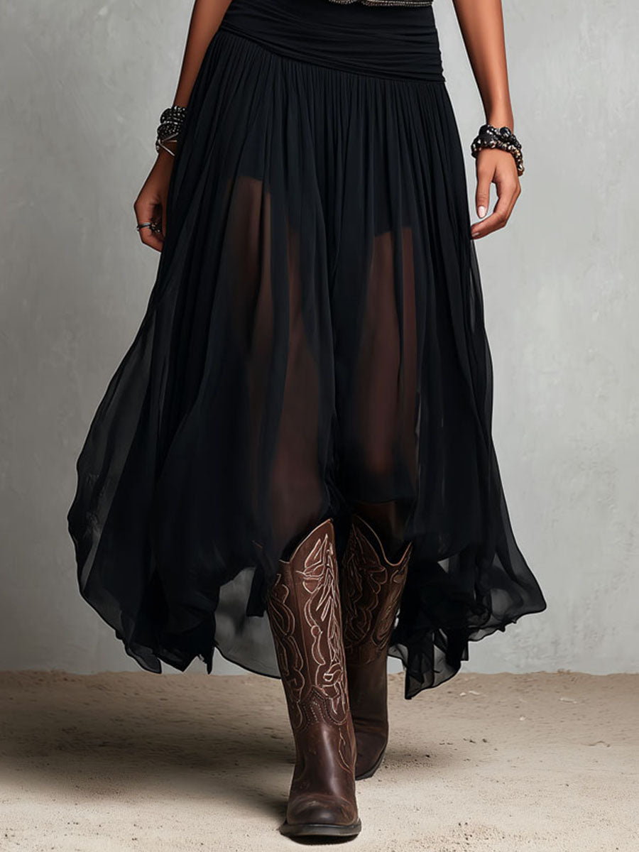 Vestito lungo boho western – vista laterale