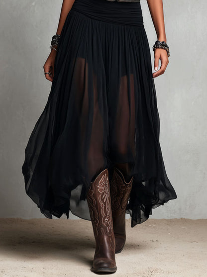 Vestito lungo boho western – vista laterale