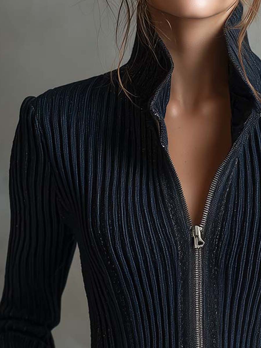 Giacca in maglia glitter blu notte – dettaglio 4
