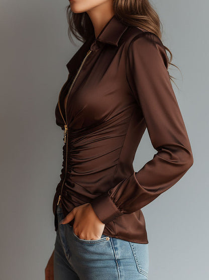 Blusa in raso moka – vista posteriore