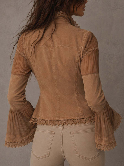 Giacca boho kaki con pizzo – dettaglio 5