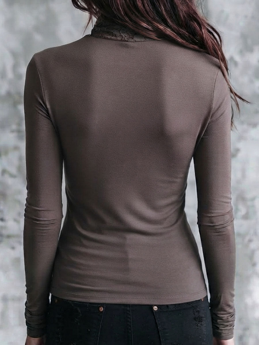 Top due in uno tortora con pizzo – vista 6