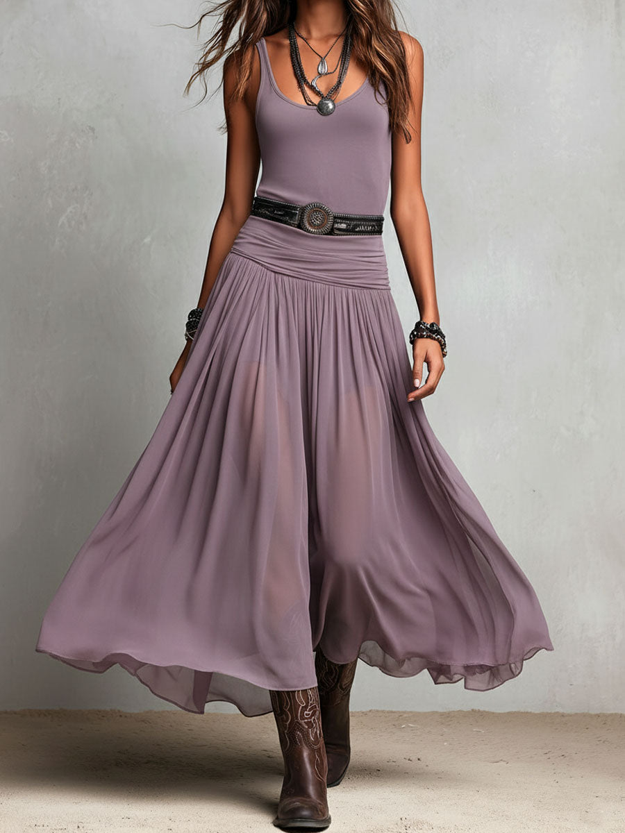 Vestito lungo boho western – vista posteriore