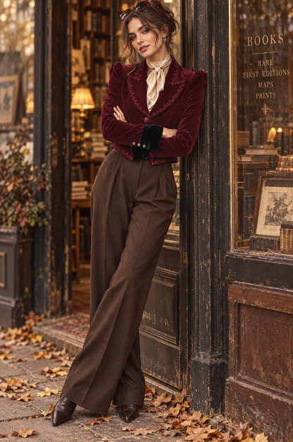 Blazer in velluto ricamato bordeaux – vista posteriore