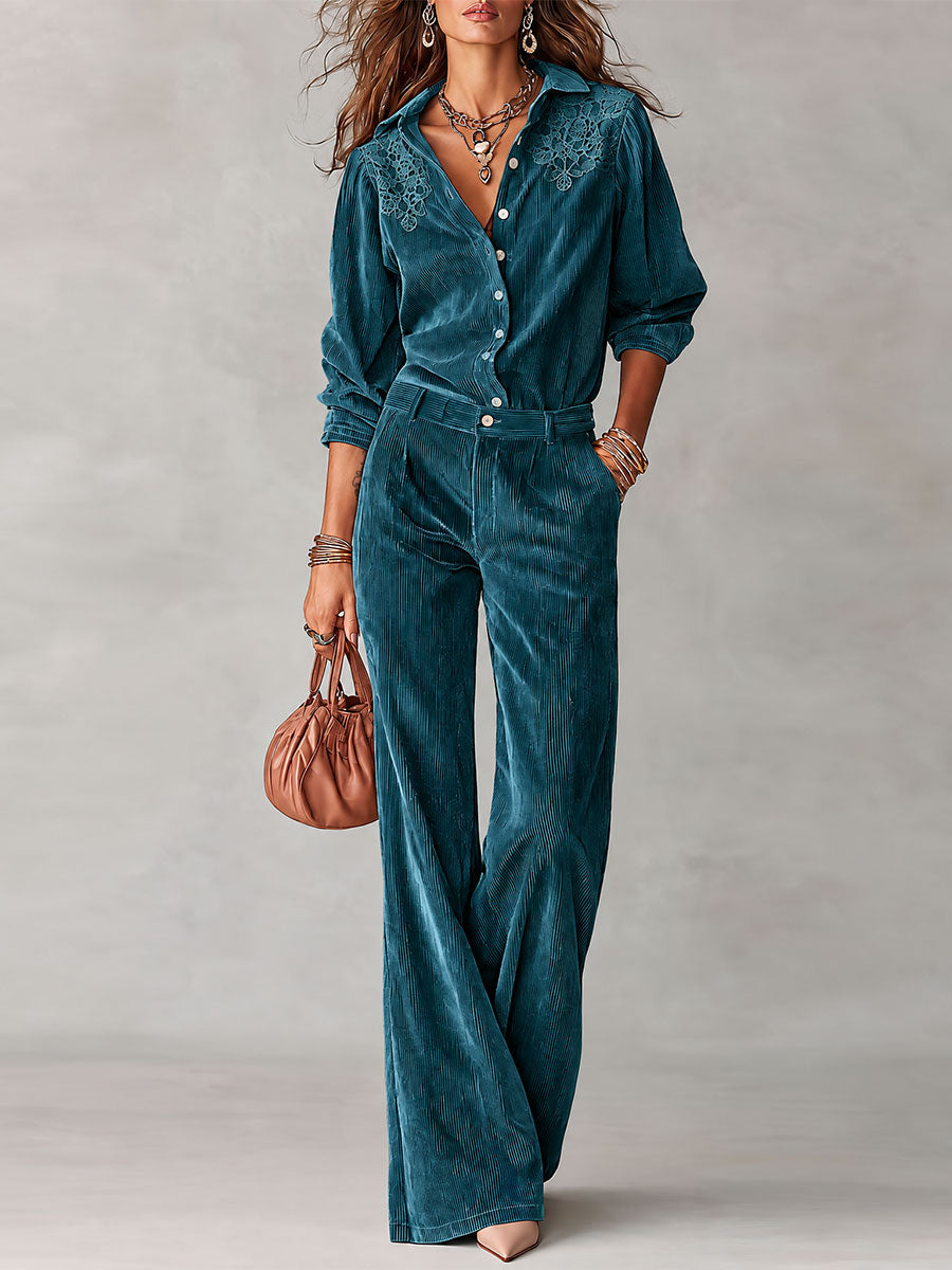 Completo boho verde petrolio – vista frontale