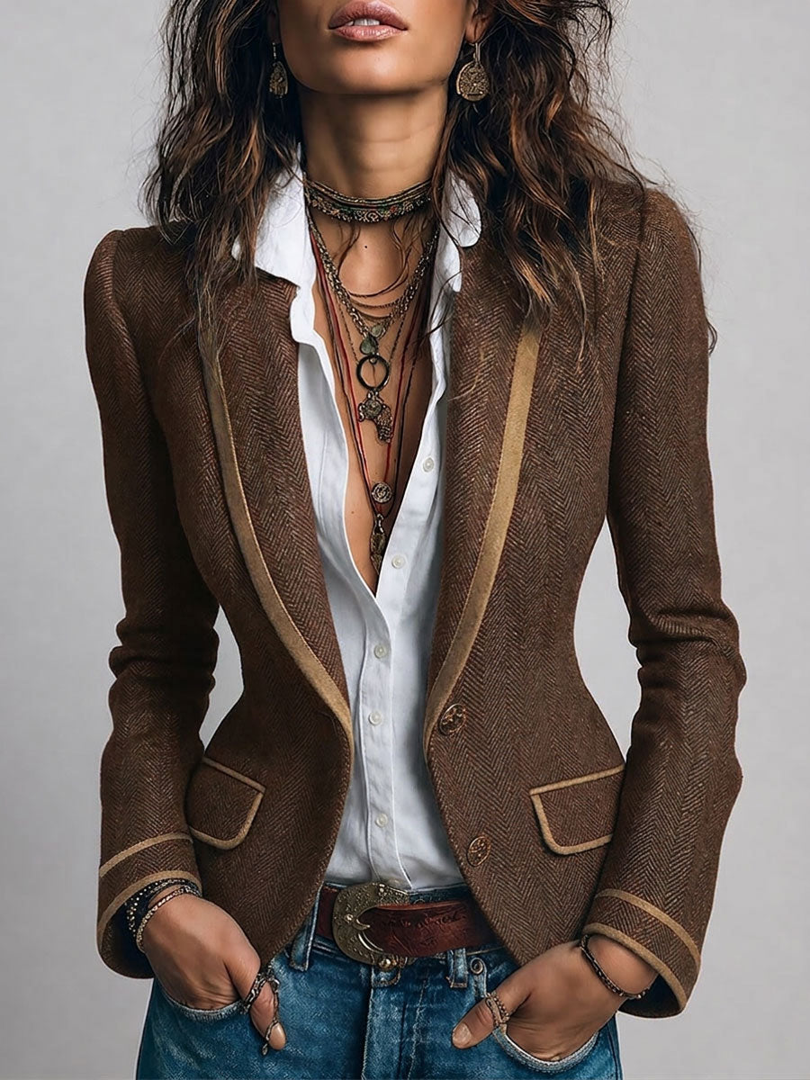 Blazer tweed marrone – vista frontale