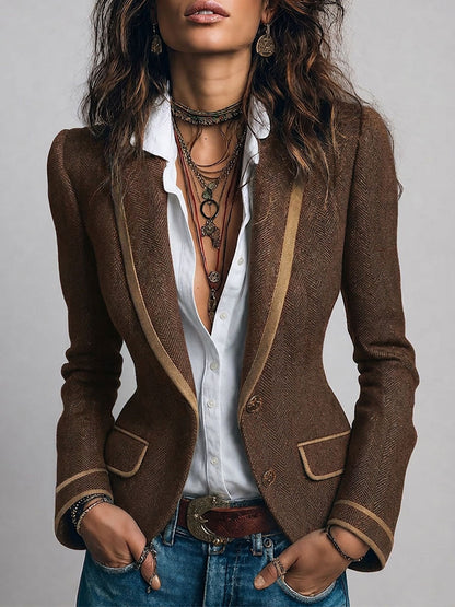 Blazer tweed marrone – vista frontale