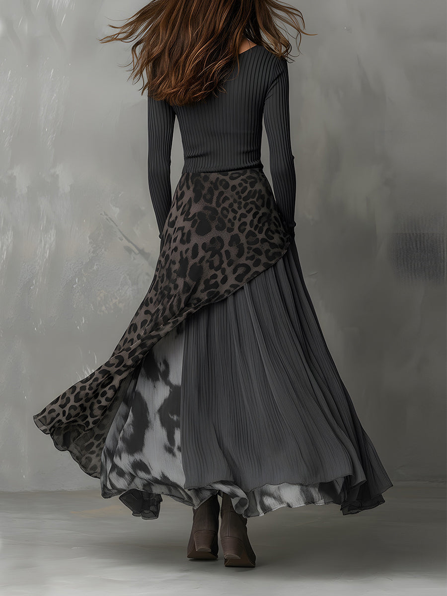 Vestito lungo grigio boho – dettaglio 2