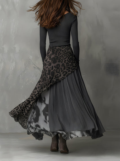 Vestito lungo grigio boho – dettaglio 2