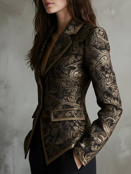 Blazer nero in jacquard paisley – dettaglio 2