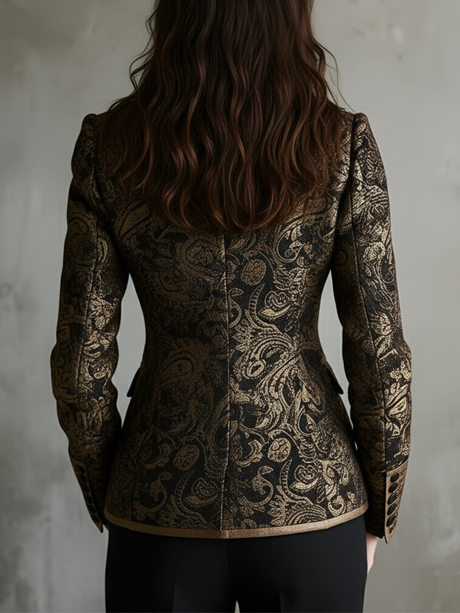 Blazer nero in jacquard paisley – dettaglio 3