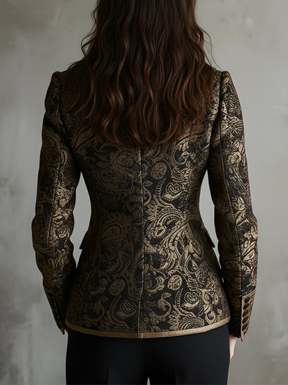 Blazer nero in jacquard paisley – dettaglio 3