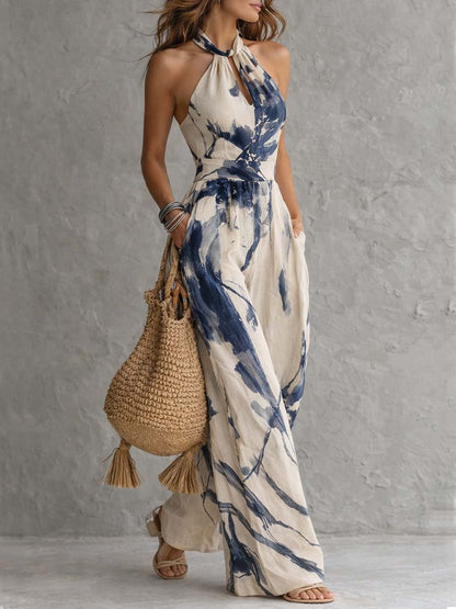Tuta halter con stampa ink wash – vista posteriore