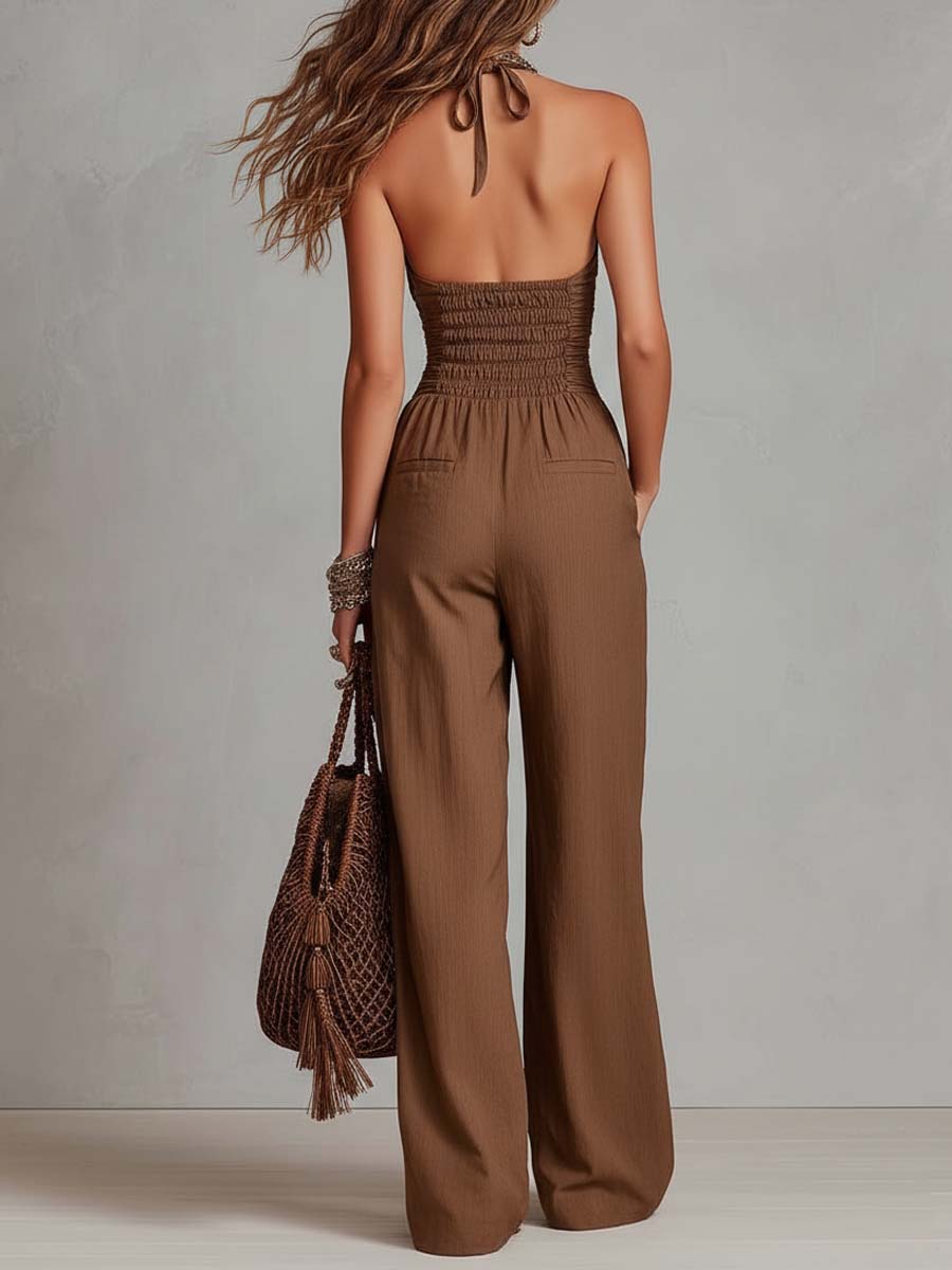 Tuta boho halter marrone caffè – dettaglio