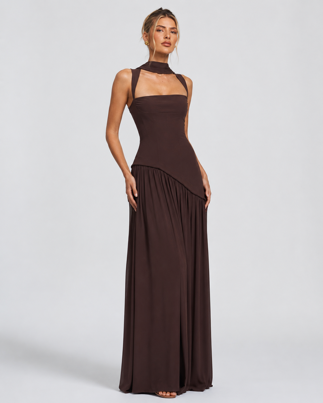 Abito lungo con corsetto e pashmina – vista 5