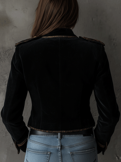 Blazer in velluto nero con bottoni dorati – dettaglio 2